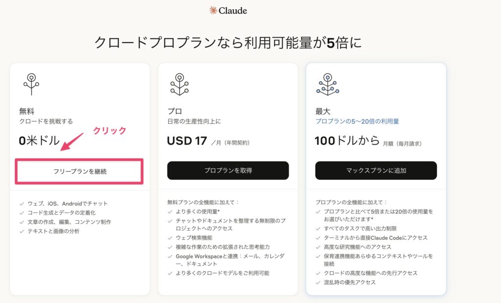 Claudeの登録説明